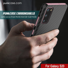 Cargar imagen en el visor de la galería, Galaxy S20 Case, Punkcase CarbonShield, Heavy Duty &amp; Ultra Thin 2 Piece Dual Layer PU Leather Black Cover (Carbon Fiber Style) 
