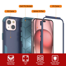 Load image into Gallery viewer, Punkcase para iPhone 15 Plus Cinco de clip de cinturón multicapa Case [Serie de clientes] [azul marino]

