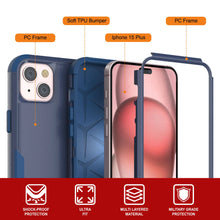 Cargar imagen en el visor de la galería, Punkcase para iPhone 15 Plus Cinco de clip de cinturón multicapa Case [Serie de clientes] [Armada]
