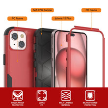 Cargar imagen en el visor de la galería, Punkcase para iPhone 15 Plus Belt Cinco de funda de múltiples capas [Serie Patron] [Red-Black]
