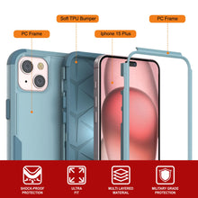 Cargar imagen en el visor de la galería, Punkcase para iPhone 15 Plus Cinco Multicapa Case de funda [Serie Patron] [menta]
