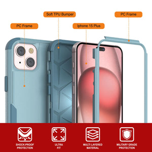 Punkcase para iPhone 15 Plus Cinco Multicapa Case de funda [Serie Patron] [menta]