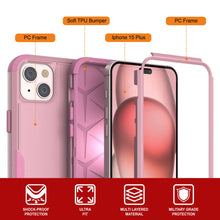 Load image into Gallery viewer, Punkcase para iPhone 15 Plus Cinco de clip de correa multicapa Case de funda [Serie de clientes] [PINK]
