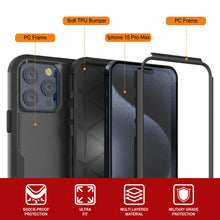 Cargar imagen en el visor de la galería, Punkcase para iPhone 15 Pro Max Belt Clip Case de funda multicapa [Serie de clientes] [Negro]

