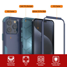 Load image into Gallery viewer, Punkcase para iPhone 15 Pro Max Belt Clip Case de funda de múltiples capas [Serie Patron] [azul marino]
