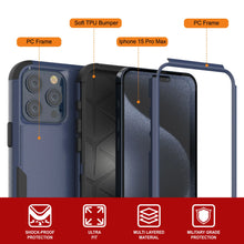 Cargar imagen en el visor de la galería, Punkcase para iPhone 15 Pro Max Belt Clip Case de funda de múltiples capas [Serie Patron] [Navy Black]
