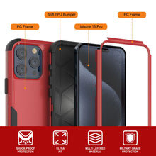 Cargar imagen en el visor de la galería, Punkcase para iPhone 15 Pro Belt Clip Multililínea Case de funda [Serie Patron] [Red-Black]
