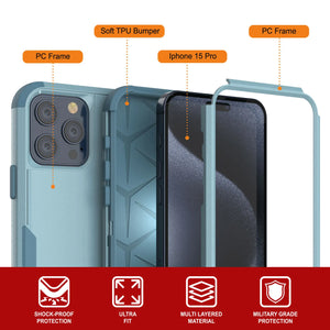 Punkcase para iPhone 15 Pro Belt Clip Multililínea Case de funda [Serie Patron] [menta]