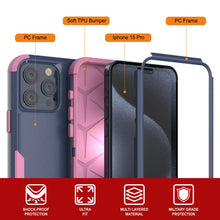 Load image into Gallery viewer, Punkcase para iPhone 15 Pro Belt Clip Multililínea Case de funda [Serie Patron] [Navy Pink]
