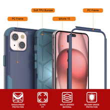 Cargar imagen en el visor de la galería, Punkcase para iPhone 15 Cinco de Holla de múltiples capas de iphone [Serie Patron] [azul marino]
