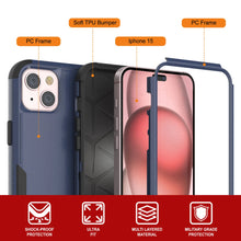 Load image into Gallery viewer, Punkcase para iPhone 15 Cinco de funda de múltiples capas de cinturón [Serie de clientes] [Navy Black]

