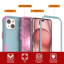 Load image into Gallery viewer, Punkcase para iPhone 15 Centro de estuche multicapa de clip de múltiples [Serie de patrón] [menta rosa]]
