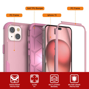 Punkcase para iPhone 15 Centro de cinturones de funda de múltiples capas [Serie de clientes] [PINK]