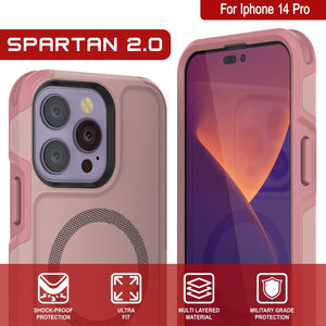 For Iphone 14 Pro SPARTAN 2.0 YM tj & SHOCK-PROOF ULTRA MULTI LAYERED MILITARY GRADE PROTECTION FIT MATERIAL PROTECTION (Color in image: Red)