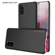 Cargar imagen en el visor de la galería, Galaxy S20 Case, Punkcase CarbonShield, Heavy Duty &amp; Ultra Thin 2 Piece Dual Layer PU Leather Black Cover (Carbon Fiber Style) 
