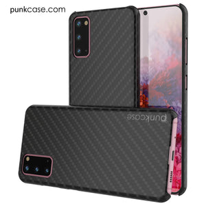 Galaxy S20 Case, Punkcase CarbonShield, Heavy Duty & Ultra Thin 2 Piece Dual Layer PU Leather Black Cover (Carbon Fiber Style) 