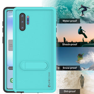 PunkCase Galaxy Note 10+ Plus Waterproof Case, [KickStud Series] Armor Cover [Teal] (Color in image: Clear)