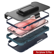 Load image into Gallery viewer, Punkcase para iPhone 15 Plus Cinco de clip de cinturón multicapa Case [Serie de clientes] [azul marino]
