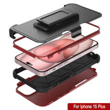 Cargar imagen en el visor de la galería, Punkcase para iPhone 15 Plus Belt Cinco de funda de múltiples capas [Serie Patron] [Red-Black]
