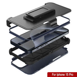 Punkcase para iPhone 15 Pro Belt Clip Multililínea Case de funda [Serie de Patrones] [Navy Black]