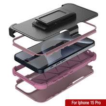 Cargar imagen en el visor de la galería, Punkcase para iPhone 15 Pro Belt Clip Multilililyer Fase de funda [Serie Patron] [Pink]
