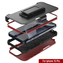 Cargar imagen en el visor de la galería, Punkcase para iPhone 15 Pro Belt Clip Multililínea Case de funda [Serie Patron] [Red-Black]
