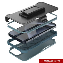 Cargar imagen en el visor de la galería, Punkcase para iPhone 15 Pro Belt Clip Multililínea Case de funda [Serie Patron] [menta]
