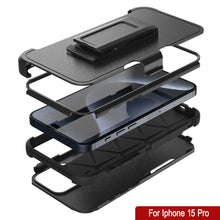 Load image into Gallery viewer, Punkcase para iPhone 15 Pro Belt Clip Multililíneos Case de funda [Serie Patron] [Negro]
