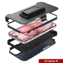 Load image into Gallery viewer, Punkcase para iPhone 15 Cinco de funda de múltiples capas de cinturón [Serie de clientes] [Navy Black]
