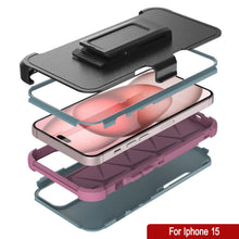 Load image into Gallery viewer, Punkcase para iPhone 15 Centro de estuche multicapa de clip de múltiples [Serie de patrón] [menta rosa]]
