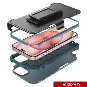 Punkcase para iPhone 15 Cinco de funda de múltiples capas de cinturón [Serie Patron] [menta]