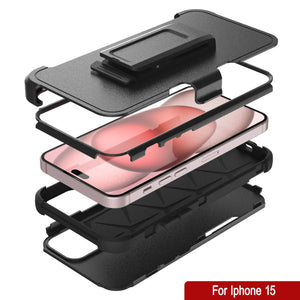 Punkcase para iPhone 15 Cinco de funda de múltiples capas de cinturón [Serie de clientes] [Negro]
