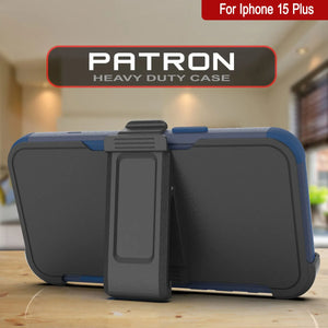 Punkcase para iPhone 15 Plus Cinco de clip de cinturón multicapa Case [Serie de clientes] [Armada]