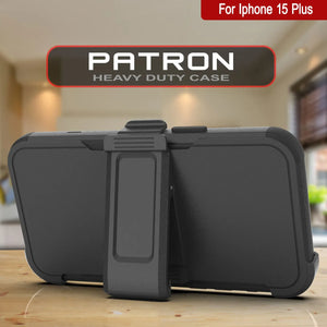 Punkcase para iPhone 15 Plus Cinco de clip de cinturón multicapa Case de funda [Serie de clientes] [Negro]