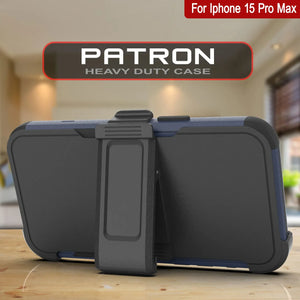Punkcase para iPhone 15 Pro Max Belt Clip Case de funda de múltiples capas [Serie Patron] [Navy Black]