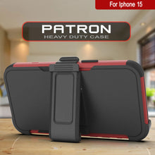 Cargar imagen en el visor de la galería, Punkcase para iPhone 15 Centro de estuche multicapa de clips [Serie de clientes] [rojo-negro]

