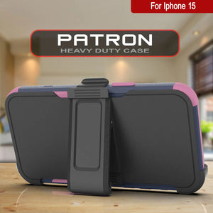 Punkcase para iPhone 15 Cinco de Holla de múltiples capas de cinturón [Serie Patron] [Pink Navy]
