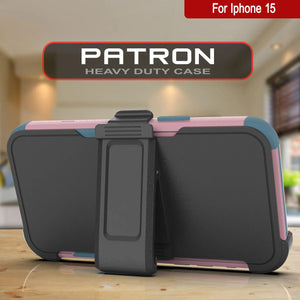 Punkcase para iPhone 15 Centro de estuche multicapa de clips [Serie de clientes] [Pink-Blue]