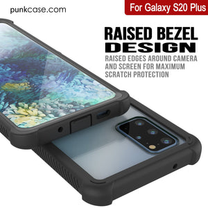 PunkCase Galaxy S20+ Plus Case, [Spartan Series] Clear Rugged Heavy Duty Cover W/Built in Screen Protector [Black] (Color in image: light green)