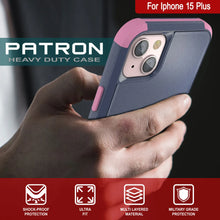 Cargar imagen en el visor de la galería, Punkcase para iPhone 15 Plus Cinco de clip de cinturón multicapa Case de funda [Serie de patrones] [Navy Pink]
