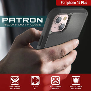 Punkcase para iPhone 15 Plus Cinco de clip de cinturón multicapa Case de funda [Serie de clientes] [Negro]