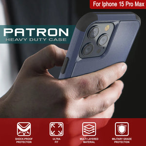 Punkcase para iPhone 15 Pro Max Belt Clip Case de funda de múltiples capas [Serie Patron] [Navy Black]