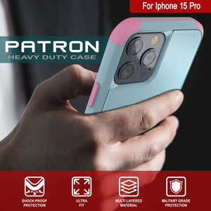 Punkcase para iPhone 15 Pro Belt Clip Multilililyer Fase de funda [Serie Patron] [Menta-marco]