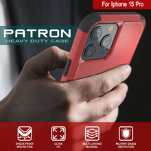 Cargar imagen en el visor de la galería, Punkcase para iPhone 15 Pro Belt Clip Multililínea Case de funda [Serie Patron] [Red-Black]
