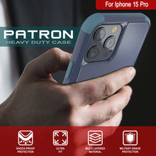 Load image into Gallery viewer, Punkcase para iPhone 15 Pro Belt Clip Case de funda de múltiples capas [Serie Patron] [azul marino]

