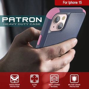 Punkcase para iPhone 15 Cinco de Holla de múltiples capas de cinturón [Serie Patron] [Pink Navy]