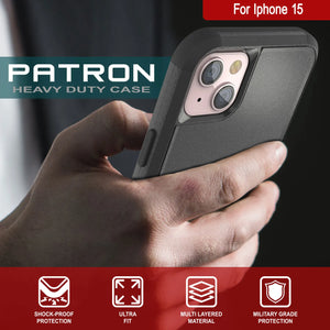 Punkcase para iPhone 15 Cinco de funda de múltiples capas de cinturón [Serie de clientes] [Negro]