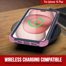Cargar imagen en el visor de la galería, Punkcase para iPhone 15 Plus Cinco de clip de cinturón multicapa Case de funda [Serie de patrones] [Navy Pink]

