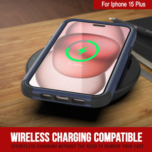 Punkcase para iPhone 15 Plus Cinco de clip de cinturón multicapa Case [Serie de clientes] [Navy Black]