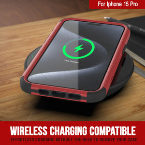 Punkcase para iPhone 15 Pro Belt Clip Multililínea Case de funda [Serie Patron] [Red-Black]